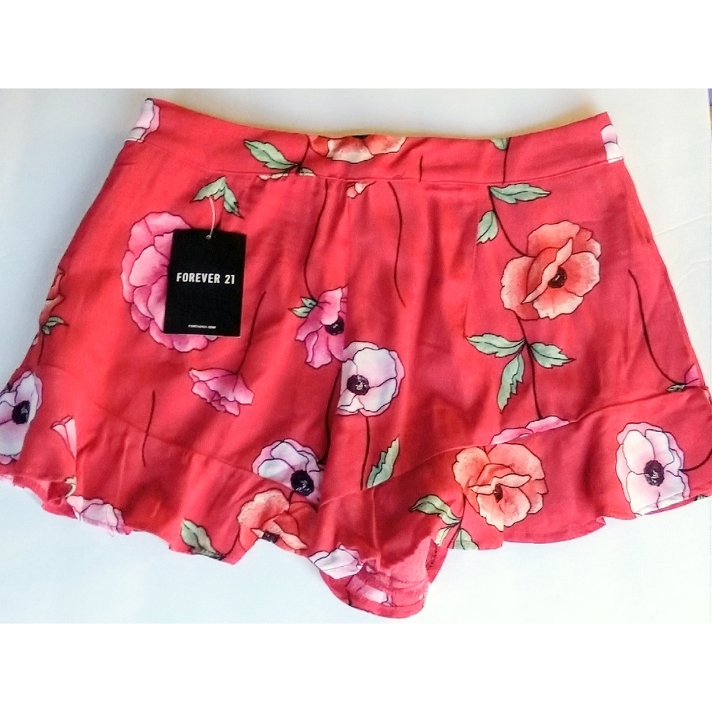 NWT Forever 21 Poppy Print Flutter Shorts - Picture 4 of 4